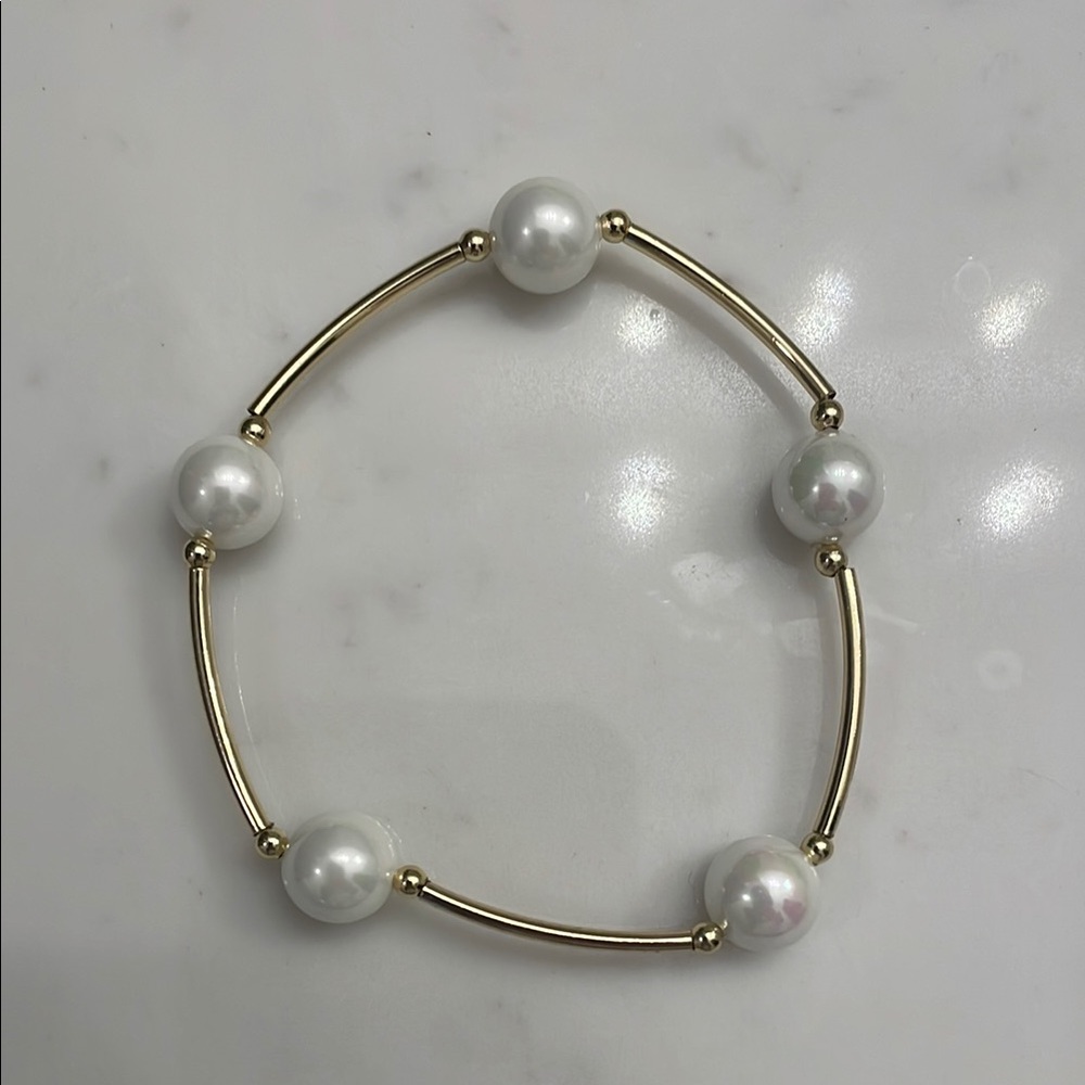 Gold and Pearl “Grateful” Bracelet